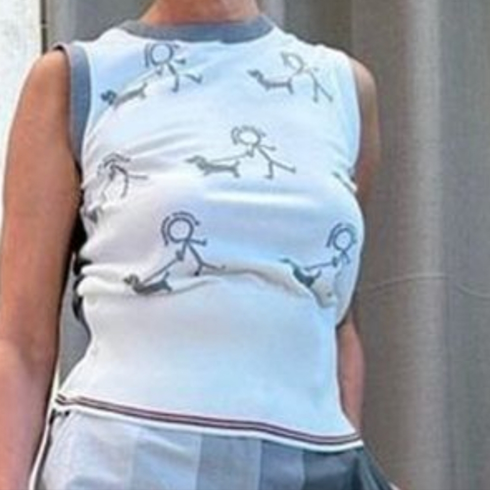 Brand New STYLEWE White and Pale Blue Graphic Tank Top